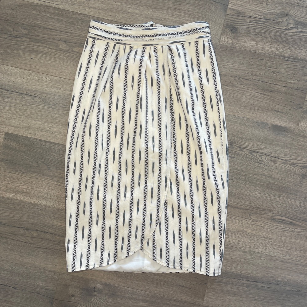 J. Crew White and Blue Midi Pencil Skirt